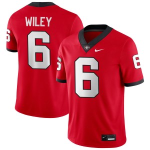 Men CJ Wiley Red Georgia Bulldogs #6 College Football Embroidery Jerseys 458165-673