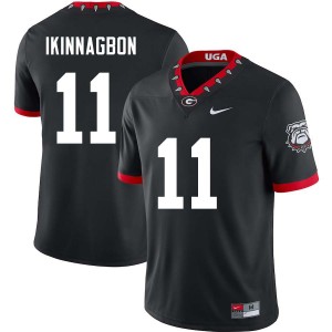 Men Darren Ikinnagbon 100th Anniversary Black Georgia Bulldogs #11 College Football Player Jerseys 950359-809