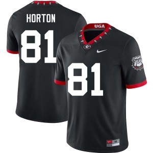 Men Josh Horton 100th Anniversary Black Georgia Bulldogs #81 College Football University Jersey 321654-452