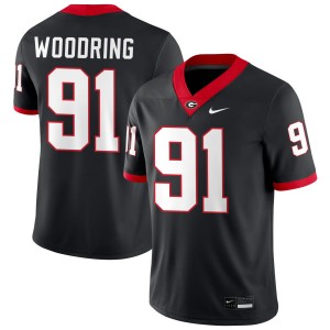 Men Peyton Woodring Black Georgia Bulldogs #91 College Football Embroidery Jersey 402374-812
