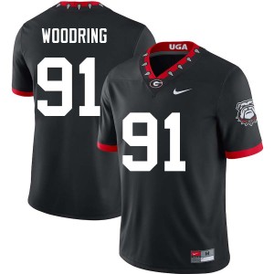 Men Peyton Woodring 100th Anniversary Black Georgia Bulldogs #91 College Football University Jerseys 539534-995