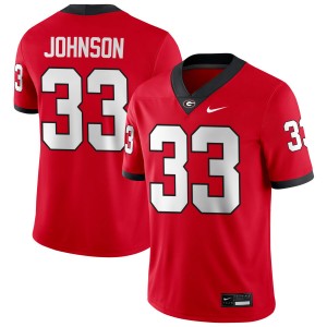 Men Quintavius Johnson Red Georgia Bulldogs #33 College Football Alumni Jersey 931987-861