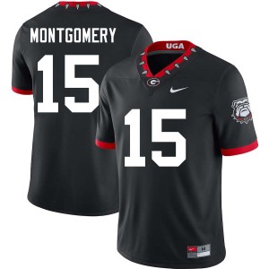 Men Ryan Montgomery 100th Anniversary Black Georgia Bulldogs #15 College Football Embroidery Jerseys 450762-735