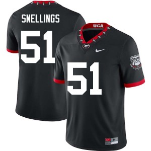 Men Will Snellings 100th Anniversary Black Georgia Bulldogs #51 College Football Official Jerseys 621322-498