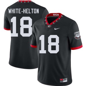 Men Sacovie White-Helton 100th Anniversary Black Georgia Bulldogs #18 College Football Embroidery Jersey 204563-267