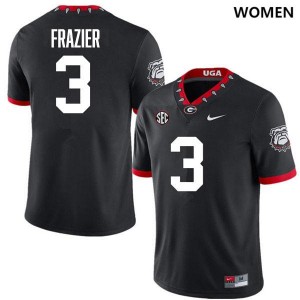 Women Nate Frazier 100th Anniversary Black Georgia Bulldogs #3 College Football University Jersey 205713-732