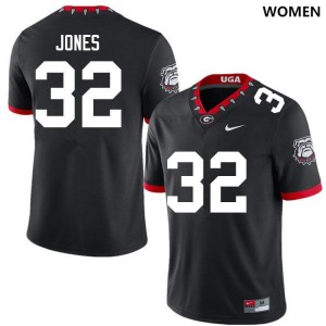Women Cash Jones 100th Anniversary Black Georgia Bulldogs #32 College Football Replica Jersey 881174-321