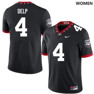 Women Oscar Delp 100th Anniversary Black Georgia Bulldogs #4 College Football University Jerseys 180904-946