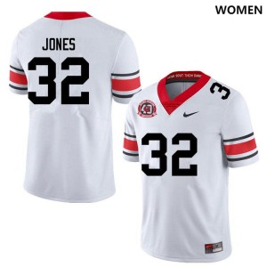 Women Cash Jones 40th Anniversary White Georgia Bulldogs #32 College Football NCAA Jersey 752866-553