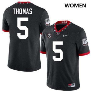 Women Noah Thomas 100th Anniversary Black Georgia Bulldogs #5 College Football Embroidery Jerseys 960365-780