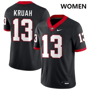 Women AJ Kruah Black Georgia Bulldogs #13 College Football Stitched Jerseys 389267-154