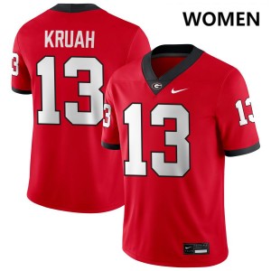 Women AJ Kruah Red Georgia Bulldogs #13 College Football Stitched Jersey 902017-465