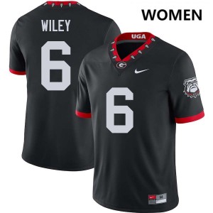 Women CJ Wiley 100th Anniversary Black Georgia Bulldogs #6 College Football Replica Jerseys 817156-302