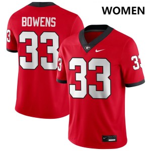 Women Chauncey Bowens Red Georgia Bulldogs #33 College Football High School Jerseys 452551-479
