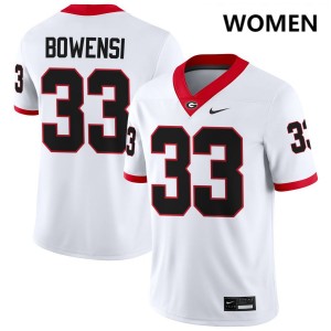Women Chauncey Bowens White Georgia Bulldogs #33 College Football Embroidery Jerseys 129658-584