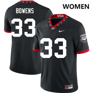 Women Chauncey Bowens 100th Anniversary Black Georgia Bulldogs #33 College Football Stitched Jersey 132660-325