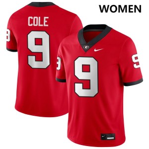 Women Chris Cole Red Georgia Bulldogs #9 College Football High School Jersey 321585-301