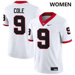Women Chris Cole White Georgia Bulldogs #9 College Football Player Jerseys 781439-379