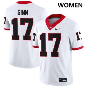 Women Colter Ginn White Georgia Bulldogs #17 College Football Embroidery Jerseys 640534-326