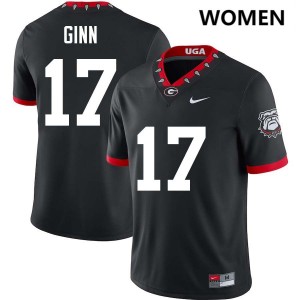 Women Colter Ginn 100th Anniversary Black Georgia Bulldogs #17 College Football Game Jersey 131072-635