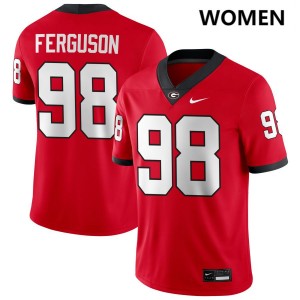 Women Connor Ferguson Red Georgia Bulldogs #98 College Football Stitched Jerseys 869377-470