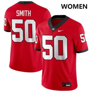 Women Cortez Smith Red Georgia Bulldogs #50 College Football Player Jersey 738595-429