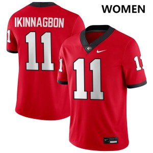 Women Darren Ikinnagbon Red Georgia Bulldogs #11 College Football Stitched Jersey 467244-631