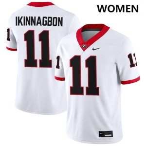 Women Darren Ikinnagbon White Georgia Bulldogs #11 College Football Alumni Jerseys 548143-512