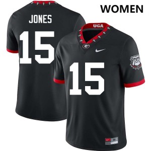 Women Demello Jones 100th Anniversary Black Georgia Bulldogs #15 College Football NCAA Jersey 362936-620