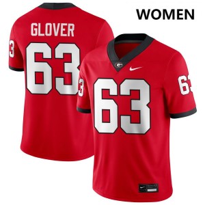 Women Dontrell Glover Red Georgia Bulldogs #63 College Football 2025-26 Jerseys 310179-616