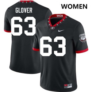 Women Dontrell Glover 100th Anniversary Black Georgia Bulldogs #63 College Football Game Jersey 484086-464
