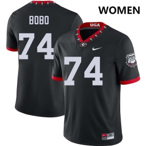 Women Drew Bobo 100th Anniversary Black Georgia Bulldogs #74 College Football Limited Jerseys 708782-615