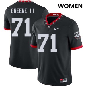 Women Earnest Greene III 100th Anniversary Black Georgia Bulldogs #71 College Football Alumni Jerseys 642003-208