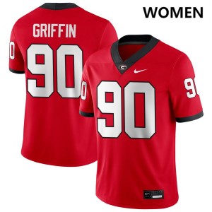 Women Elijah Griffin Red Georgia Bulldogs #90 College Football High School Jerseys 952908-646