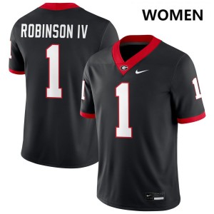 Women Ellis Robinson IV Black Georgia Bulldogs #1 College Football Embroidery Jersey 113672-131