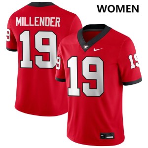 Women Hezekiah Millender Red Georgia Bulldogs #19 College Football Limited Jerseys 539689-485