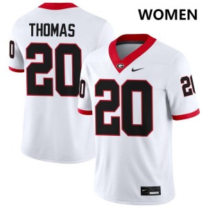 Women JaCorey Thomas White Georgia Bulldogs #20 College Football NCAA Jersey 399432-987