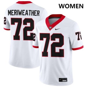 Women Jamal Meriweather White Georgia Bulldogs #72 College Football Alumni Jersey 226556-623