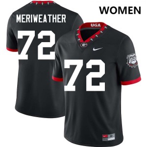 Women Jamal Meriweather 100th Anniversary Black Georgia Bulldogs #72 College Football Replica Jerseys 438253-974