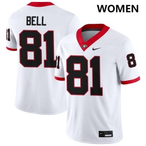Women Jeremy Bell White Georgia Bulldogs #81 College Football Stitched Jersey 470355-731