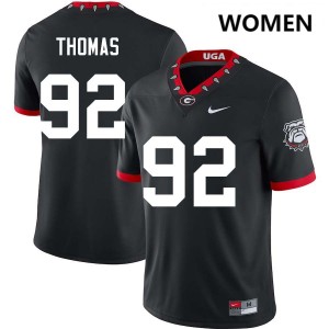 Women Jordan Thomas 100th Anniversary Black Georgia Bulldogs #92 College Football Limited Jersey 886002-780
