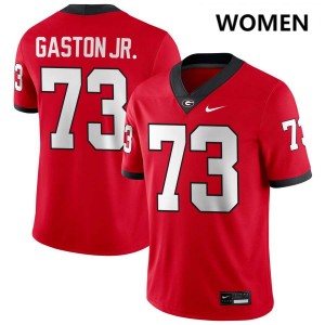 Women Juan Gaston Red Georgia Bulldogs #73 College Football Official Jersey 762863-182