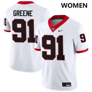 Women Justin Greene White Georgia Bulldogs #91 College Football High School Jersey 708094-476