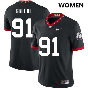 Women Justin Greene 100th Anniversary Black Georgia Bulldogs #91 College Football University Jersey 560002-743