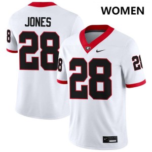 Women Kris Jones White Georgia Bulldogs #28 College Football University Jerseys 243627-945