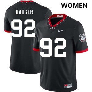 Women Liam Badger 100th Anniversary Black Georgia Bulldogs #92 College Football Player Jerseys 579602-794