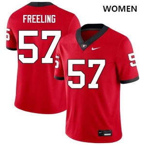 Women Monroe Freeling Red Georgia Bulldogs #57 College Football Game Jersey 776607-820