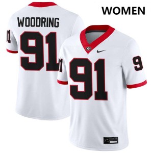 Women Peyton Woodring White Georgia Bulldogs #91 College Football Game Jersey 780247-835