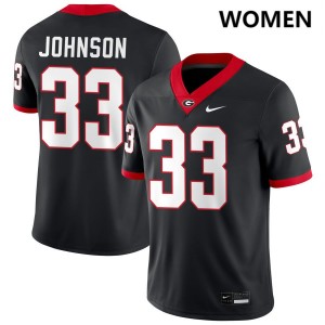 Women Quintavius Johnson Black Georgia Bulldogs #33 College Football Replica Jerseys 382484-234