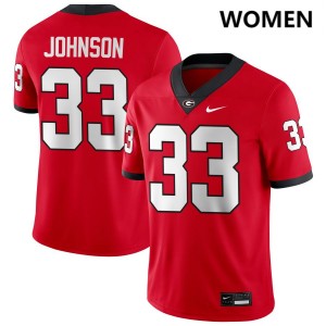 Women Quintavius Johnson Red Georgia Bulldogs #33 College Football Player Jersey 560018-749